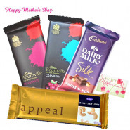 Chocolates N Love - 2 Bournville 80 gms each, 1 Temptations 72 gms, 1 Cadbury Dairy Fruit n Nut 42 gms and card