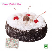 Black Forest Cake - Black Forest (Eggless) 1 Kg and Mother's Day Greeting Card