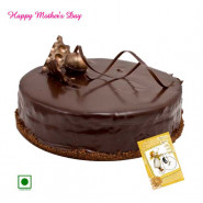 Chocolate Cake - Chocolaty Treat (Eggless) 2 Kg and Mother's Day Greeting Card