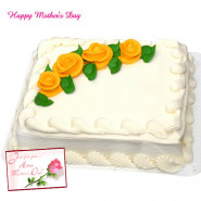 Five Star Cake - 1 Kg Vanilla Cake Square Shape (Five Star Bakery) and Mother's Day Greeting Card