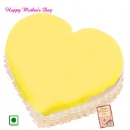 Pineapple Cake - Pineapple Cake Heart Shapped 1 Kg and Mother's Day Greeting Card