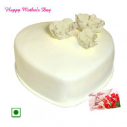 White Forest Cake - White Forest Cake Heart Shaped 1 Kg and Mother's Day Greeting Card