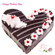 Black Forest - Black Forest Heart Shaped Cake 1 Kg and Mother's Day Greeting Card