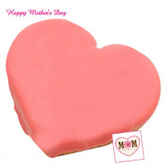Strawberry Cake - Strawberry Heart Shape Cake 2 Kg and Mother's Day Greeting Card