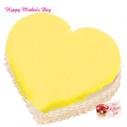 Pineapple Cake - Pineapple Heart Shape Cake 1.5 Kg and Mother's Day Greeting Card