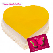 Pineapple Cake - Pineapple Heart Shape Cake 2 Kg and Mother's Day Greeting Card