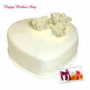 Vanilla Cake - Vanilla Heart Shaped Cake 1.5 Kg and Mother's Day Greeting Card