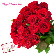 Charming Roses Bunch - 50 Red Roses Bunch and Mother's Day Greeting Card