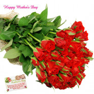 Dazzling Arrangement - 100 Red Roses Bunch and Mother's Day Greeting Card