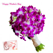 Cute Orchids - 6 Purple Orchids Bouquet and Mother's Day Greeting Card