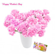 Carnation Vase - 12 Pink Carnations in a Vase and card