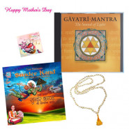 For Religious Mom - Tulsi Mala, Gayatri Mantra CD, Sundar Kand CD and Card