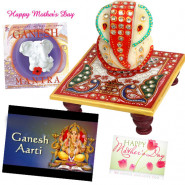 Ganesha Special - Marble Ganesha on Chawki, Ganpati Mantra CD, Ganesha Arti Cd and Card