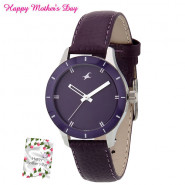 Fastrack Analog Purple Dial Watch and Card