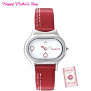 Fastrack Analog Red Strap Watch and Card