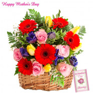 35 Assorted Flowers in Basket and Card