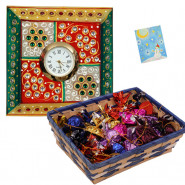 Watch Your Time - Meenakari Watch, Handmade Chocolates 250 gms in basket & Card