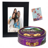 Frame of Joy - Wooden Black Photo Frame, Danish Butter Cookies 454 gms & Card