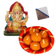 Blessings for All - Motichur Laddoo 250 gms, Ganesha Idol & Card