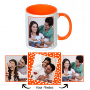Personalized Inside Orange Mug (Three Photos) & Card