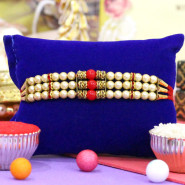 Stunning Triple Line Pearls & Beads Rakhi
