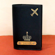 Personalized Black Finish Passport Cover and Card