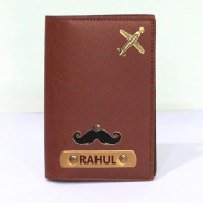 Personalized Brown Textured Passport Cover and Card