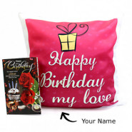 Soft Love - Happy Birthday Personalized Photo Cushion and Card