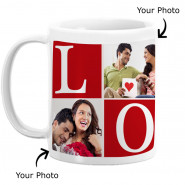 Love Personalized White Mug (Four Photos) & Card