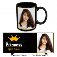 Princess Personalized Black Photo Mug & Card