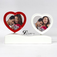 Personalized Double Heart Rotating Photo Frame & Card