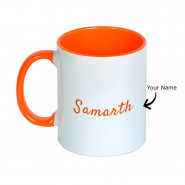 Personalized Orange Photo Mug with Name & Card