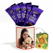 Best Wife in the World Personalized Photo Mug, 5 Dairy Milk with Roli Chawal and Card