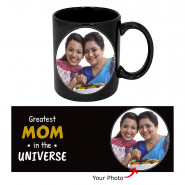 Greatest Mom In the Universe Personalized Black Mug & Card