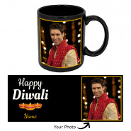 Happy Diwali Personalised Black Photo Mug & Card