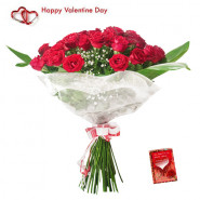 Valentine Blushing - 75 Red Roses Bunch + Card