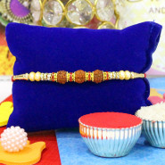 Stylish Rudraksha, Diamond & Pearls Rakhi