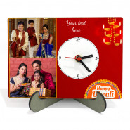 Happy Diwali Personalized Rectangle Shaped Photo Clock & Card