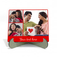 Personalized Rectangle Shaped Tile with Three Photos & Card