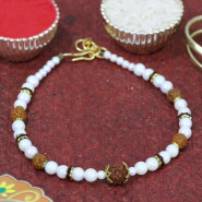 Charming Pearls & Rudraksha Bracelet Rakhi
