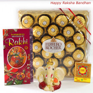 Ferrero Time - Ferrero Rocher 24 pcs, Ganesh Idol with 2 Rakhi and Roli-Chawal