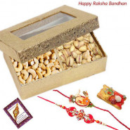 Nuts Treat - Pistachio , Cashewnut with 2 Rakhi and Roli-Chawal