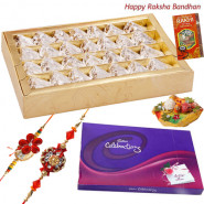 Sweet Treat - Kaju Anjir Rolls, Celebrations with 2 Rakhi and Roli-Chawal