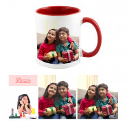 Personalized Inside Red Mug (Three Photos) & Card