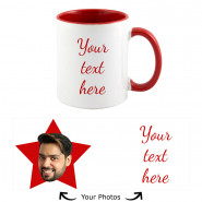 Personalized Inside Red Mug with Isolated Face & Card