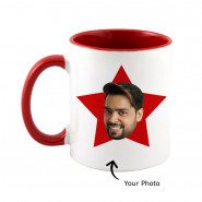 Personalized Inside Red Mug with Isolated Face & Card