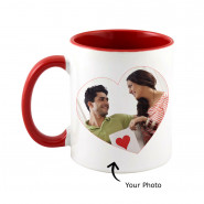 Personalized Inside Red Mug with Three Photos & Card