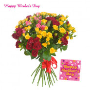Red and Yellow Flowers - Bouquet of 25 Red and Yellow Roses and Card