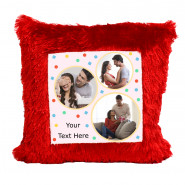 Personalized Red Cushion (Three Photos) & Card