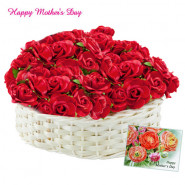 Red Roses Basket - 50 Red Roses Basket and Card